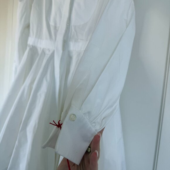NWT Alexander McQueen Mini Shirt Dress Band Collar Fit And Flare White Poplin - Picture 9 of 12